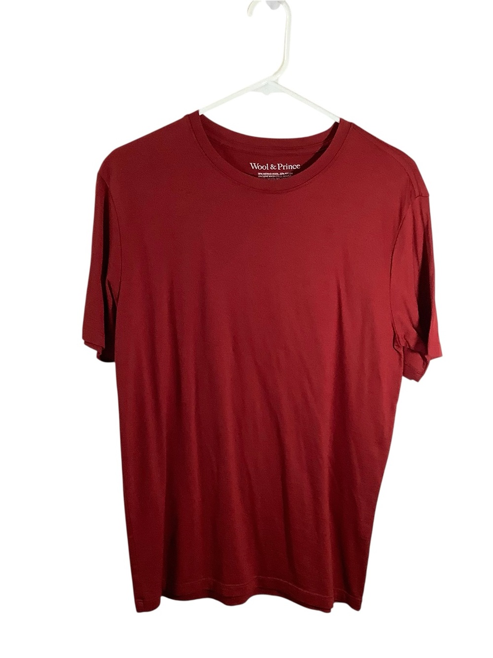 Wool & Prince Men's Red Merino Crew Neck T-Shirt